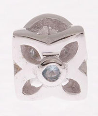 Beautiful Designer Inspired Four Petal Flower Sterling Silver And Light Blue Kali Bead. Bead Can Be Used As A Single Charm On A Bracelet Or Paired With Fashion Charms To Create Your Own Kali Original Sterling