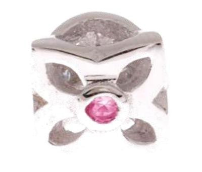 Beautiful Designer Inspired Four Petal Flower Sterling Silver And Light Pink Kali Bead. Bead Can Be Used As A Single Charm On A Bracelet Or Paired With Fashion Charms To Create Your Own Kali Original Sterling