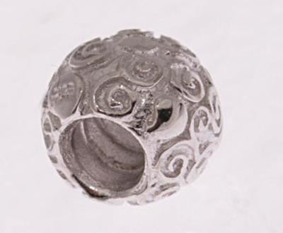 Beautiful Designer Inspired Round Swirl Design Sterling Silver And Kali Bead. Bead Can Be Used As A Single Charm On A Bracelet Or Paired With Fashion Charms To Create Your Own Kali Original Sterling Silver I