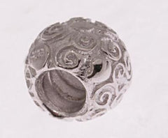 Beautiful Designer Inspired Round Swirl Design Sterling Silver And Kali Bead. Bead Can Be Used As A Single Charm On A Bracelet Or Paired With Fashion Charms To Create Your Own Kali Original Sterling Silver I