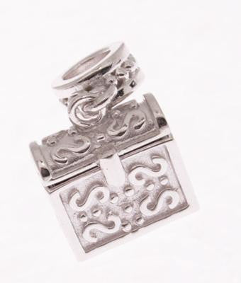 Adorable Designer Inspired Sterling Silver Hanging Square Kali Bead With A Wave Design. Bead Can Be Used As A Single Charm On A Bracelet Or Paired With Fashion Charms To Create Your Own Kali Original Sterling