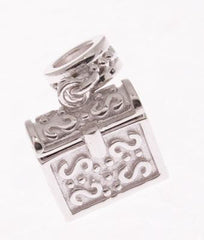 Adorable Designer Inspired Sterling Silver Hanging Square Kali Bead With A Wave Design. Bead Can Be Used As A Single Charm On A Bracelet Or Paired With Fashion Charms To Create Your Own Kali Original Sterling