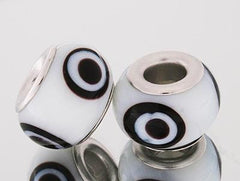 Trendy Designer Inspired Brass With A Silver Overlay Black And White Circular Design Kali Bead. Bead Can Be Used As A Single Charm On A Bracelet Or Paired With Fashion Charms To Create Your Own Kali Original