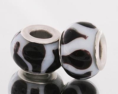 Trendy Designer Inspired Brass With A Silver Overlay Black And White Teardrop Design Kali Bead. Bead Can Be Used As A Single Charm On A Bracelet Or Paired With Fashion Charms To Create Your Own Kali Original