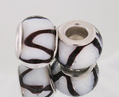 Trendy Designer Inspired Brass With A Silver Overlay Black And White Zebra Design Kali Bead. Bead Can Be Used As A Single Charm On A Bracelet Or Paired With Fashion Charms To Create Your Own Kali Original St