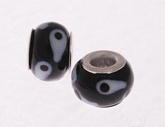Trendy Designer Inspired Brass With A Silver Overlay Black And White Oval Design Kali Bead. Bead Can Be Used As A Single Charm On A Bracelet Or Paired With Fashion Charms To Create Your Own Kali Original Ste