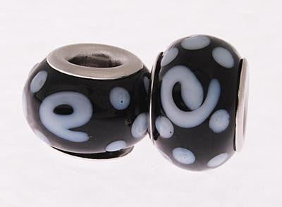 Trendy Designer Inspired Brass With A Silver Overlay Black And White Swirl Design Kali Bead. Bead Can Be Used As A Single Charm On A Bracelet Or Paired With Fashion Charms To Create Your Own Kali Original St