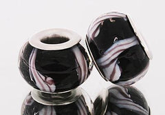 Trendy Designer Inspired Brass With A Silver Overlay Black And White Wavy Design Kali Bead. Bead Can Be Used As A Single Charm On A Bracelet Or Paired With Fashion Charms To Create Your Own Kali Original Ste