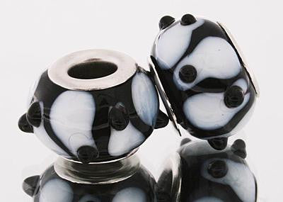 Beautiful Designer Inspired Kali Glass Bead With Brass Overlay. Stylish Black And White Tear Drop Design Throughout. Bead Can Be Used As A Single Charm On A Bracelet Or Paired With Fashion Charms To Create Yo