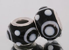 Adorable Designer Inspired Kali Glass Bead With A Brass Overlay. A Stylish Black And White Circular Dot Design Throughout Bead. Bead Can Be Used As A Single Charm On A Bracelet Or Paired With Fashion Charms T