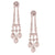 Dangling Brass With Rhodium Overlay Oval Shaped Cz Double Strand Chandelier Style Earrings. Matching Pendant Available.