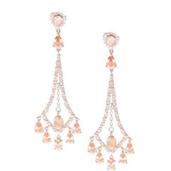 Trendy Brass With Rhodium Overlay Chandelier Style Champagne Cz Hanging Earrings