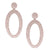 Dainty Brass With Rhodium Overlay Oval Shaped Cut Out Cz Drop Style Earrings.