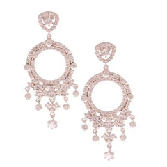 Brass With Rhodium Overlay Cz Chandelier Style Earrings.