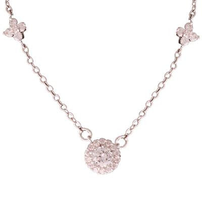 Trendy Brass With Rhodium Overlay Cz Necklace.