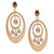 Dangling Brass With Yellow Gold Overlay Double Oval Like Shaped Hanging Earrings With Smokey Topaz Stones.