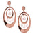 Dangling Brass With Rose Gold Overlay Double Oval Like Hanging Style Cz Earrings.