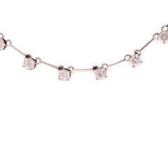 Stylish Brass With Rhodium Overlay Cz Tennis Style 16 Inch Necklace.