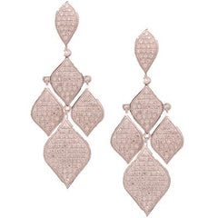 Dazzling Sterling Silver With Rhodium Overlay Diamond Shaped Cz Dangling Earrings.