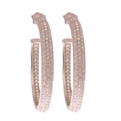 Dainty Sterling Silver With Rhodium Overlay Cz Hoop Style Earrings.