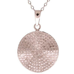 Dazzling Sterling Silver With Rhodium Overlay Round Cz Pendant.