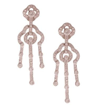 Dazzling Sterling Silver With Rhodium Overlay Chandelier Style Earrings.