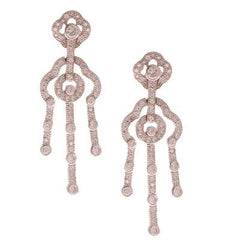 Dazzling Sterling Silver With Rhodium Overlay Chandelier Style Earrings.