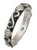 Dainty Sterling Silver With Rhodium Overlay Black Enamel Cz Swirl Design Band Size 8.