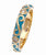 Dainty Sterling Silver With Yellow Gold Overlay Turquoise Enamel Cz Swirl Design Ring Size 9.