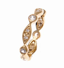 Dainty Sterling Silver With Yellow Gold Overlay Swirl Shaped Cz Eternity Style Band Size 8.