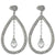 Trendy Brass With Rhodium Overlay Teardrop Shaped Cz Earrings With Cz Dangling In Center.
