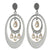 Trendy Brass With Brushed Rhodium Overlay Oval Shaped Light Champagne Cz Stone Dangling Earrings.