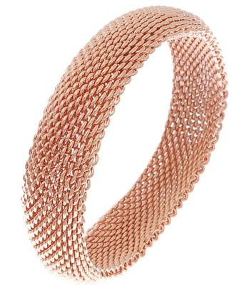 Beautiful Bangle With A 14K Rose Gold Overlay Mesh Style.