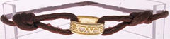 Stylish Sterling Silver With 14K Gold Overlay Brown Silk Love Bracelet. Convenient Adjustable Band To Fit Any Wrist Size.