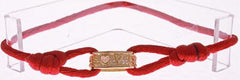 Stylish Sterling Silver With 14K Gold Overlay Red Silk Love Bracelet. Convenient Adjustable Band To Fit Any Wrist Size.