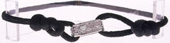 Stylish Sterling Silver Black Silk Love Bracelet. Convenient Adjustable Band To Fit Any Wrist Size. Rhodium Plated To Prevent Tarnishing.