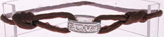Stylish Sterling Silver Brown Silk Love Bracelet. Convenient Adjustable Band To Fit Any Wrist Size. Rhodium Plated To Prevent Tarnishing.