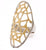 Unique Sterling Silver With A Gold Overlay Two Tone Ring. Beautiful Elongated Design. Rhodium Plated To Prevent Tarnishing.