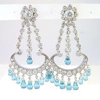Beautiful Sterling Silver Chandelier Earrings With Blue Stones. Rhodium Plated To Prevent Tarnishing.