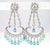 Beautiful Sterling Silver Chandelier Earrings With Blue Stones. Rhodium Plated To Prevent Tarnishing.