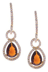Beautiful Sterling Silver With A 14K Gold Overlay Smokey Topaz Center Stone And Clear Cz Border.