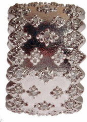 One Lady'S Sterling Silver With Rhodium Overlay Size 6 Ring. The Contains 57 Round White Single-Cut Cz Stones That Have A Combined Weight Of Approximately 0.010 Ct. The Ring Has A Petite Triangular Shaped F