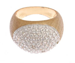 One Lady'S Size 6 Sterling Silver With Brushed Yellow Gold Overlay ''Cocktail Style'' Ring. The Ring Measures 16 Mm X 4.35Mm And Has A Raised Oval Shape. Set Into The Center Of The Ring Are 92 Round Faceted Pro