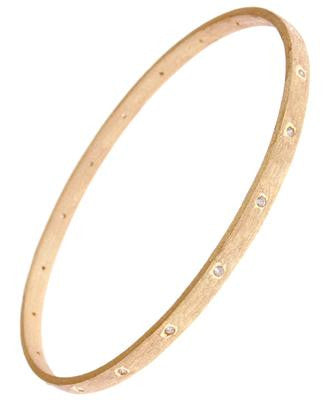 Stylish Sterling Silver With A 14K Gold Overlay Bangle. This Beautiful Thin Satin Bangle Has Small Cubic Zirconia'S In The Center.