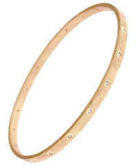 Stylish Sterling Silver With A 14K Gold Overlay Bangle. This Beautiful Thin Satin Bangle Has Small Cubic Zirconia'S In The Center.