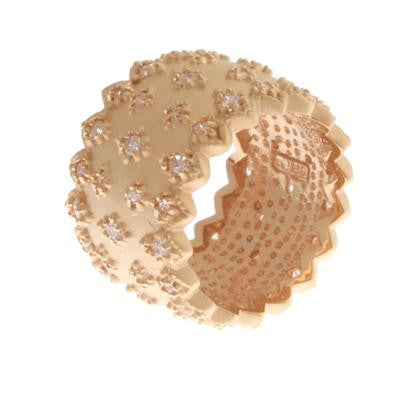 The Elegant Sterling Silver Cigar Band Ring With A Brushed Yellow Gold Overlay Is Bead Prong-Set With Single-Cut White Cz Stones That Have A Combined Weight Of Approximately 0.50 Ct.