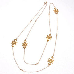 Sterling Silver With Yellow Gold-Overlay 36 Inch Swirl Design And Accenting Cz Necklace