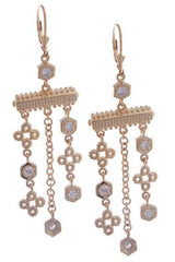 Sterling Silver With A 14K Gold Overlay ''Miami Ice'' Hanging Earrings With Cz Accents