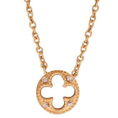 Sterling Silver With 14K Gold Overlay 16 Inch Necklace With Single Cut Out Shaped Clover On Bottom