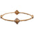 Trendy Two Tone Sterling Silver And 14K Yellow Gold Overlay Bangle. The Bangle Contains 2 Large Clovers And 2 Small Clovers With Pave Design Around With .002Ct X 66 Round Clear Cubic Zirconium Stones. The Ba